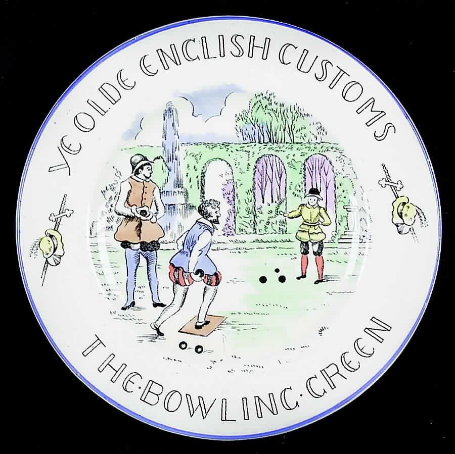 Scenes of Olde English Customs (Blue Trim) Bread & Butter Plate by Burgess & Leigh-1