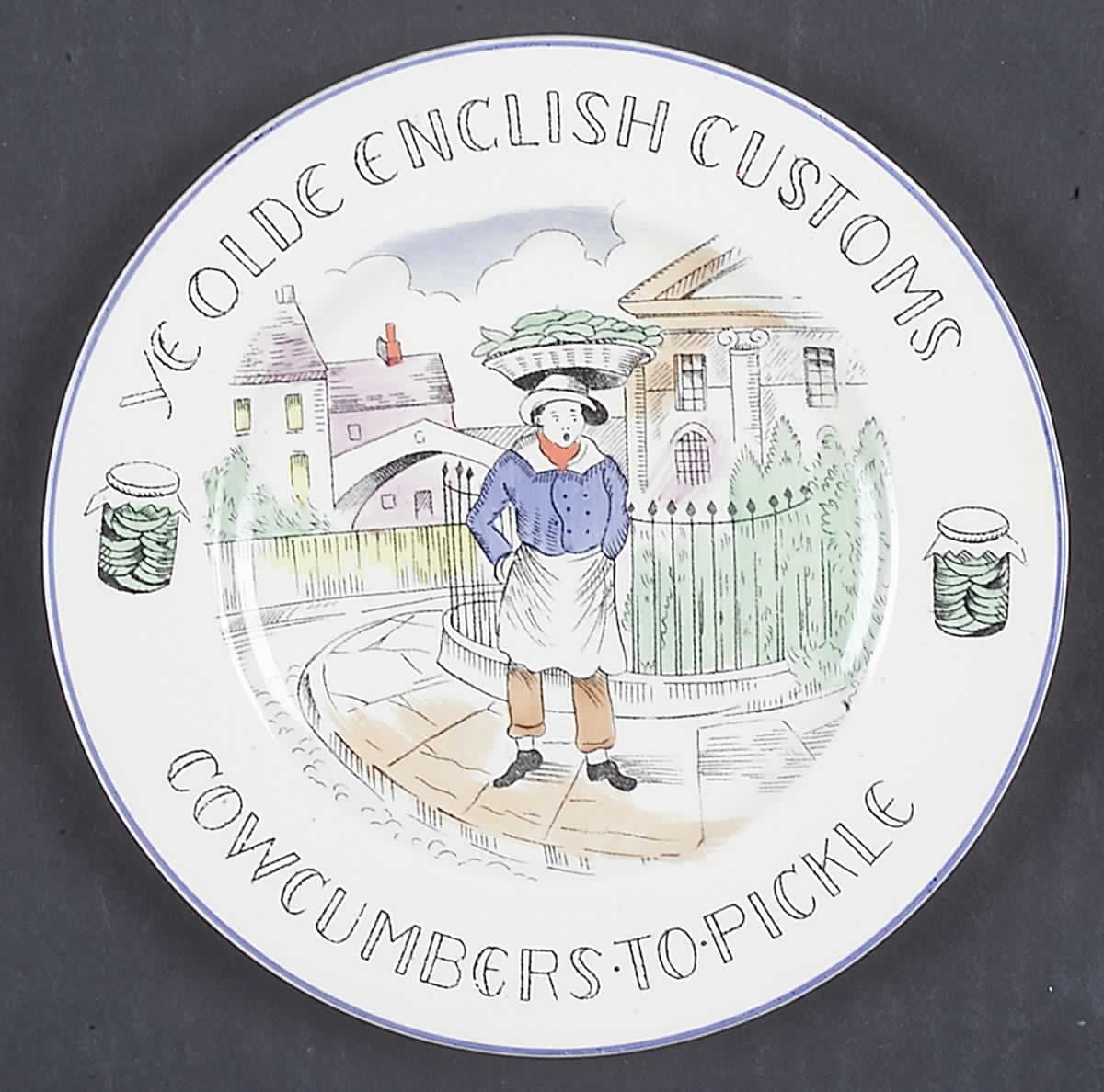 Scenes of Olde English Customs (Blue Trim) Bread & Butter Plate by Burgess & Leigh-1