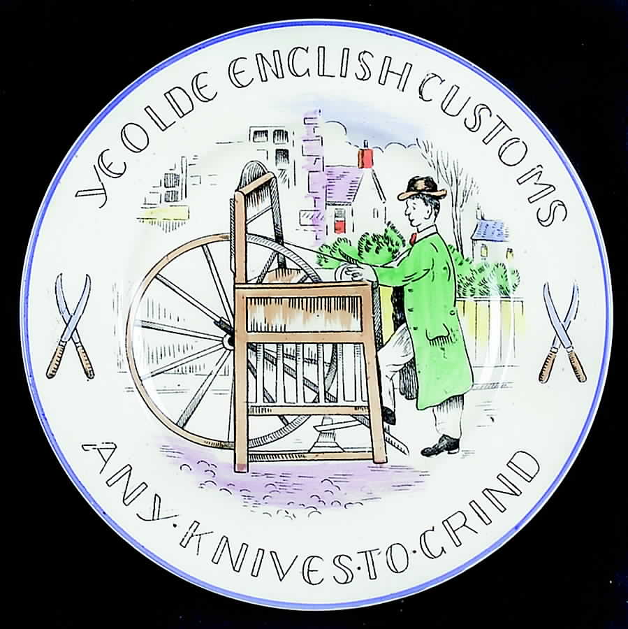 Scenes of Olde English Customs (Blue Trim) Bread & Butter Plate by Burgess & Leigh-1