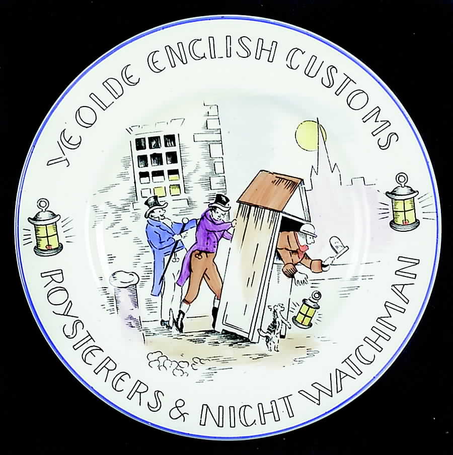Scenes of Olde English Customs (Blue Trim) Bread & Butter Plate by Burgess & Leigh-1