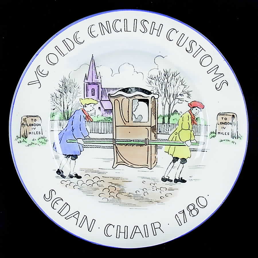Scenes of Olde English Customs (Blue Trim) Bread & Butter Plate by Burgess & Leigh-1