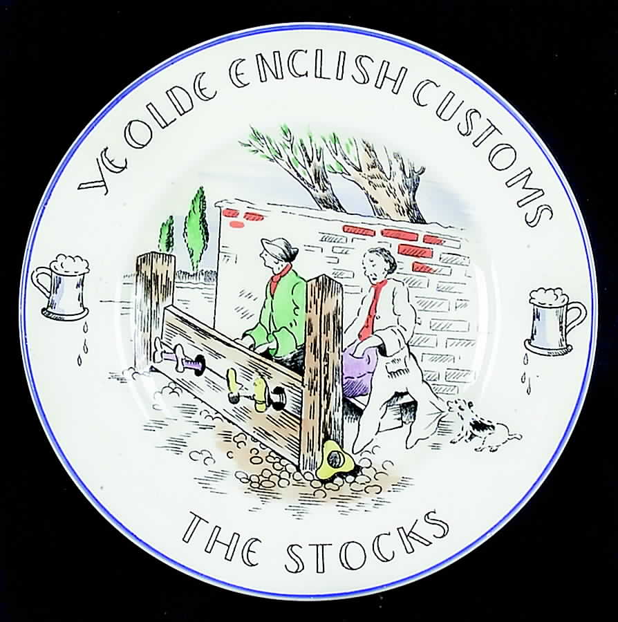Scenes of Olde English Customs (Blue Trim) Bread & Butter Plate by Burgess & Leigh-1