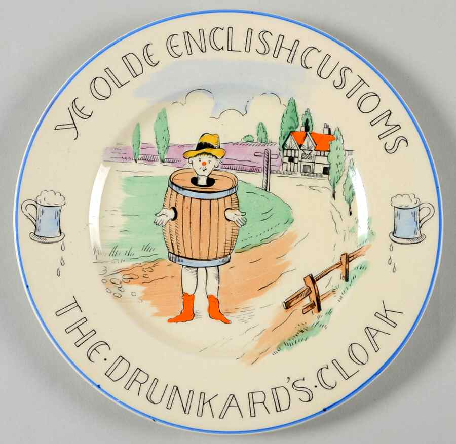 Scenes of Olde English Customs (Blue Trim) Bread & Butter Plate by Burgess & Leigh-1