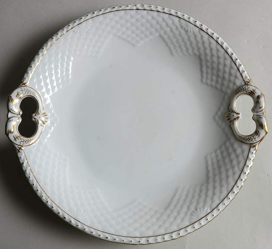 Akjaer (White Background) Handled Cake Plate by Bing & Grondahl-1