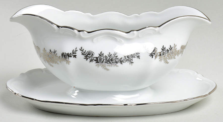 Bouquet Classique Gravy Boat with Attached Underplate by Belkraft-1