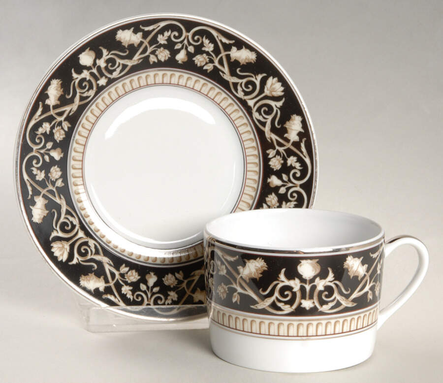 Ellebore Flat Cup & Saucer Set by Bernardaud-1