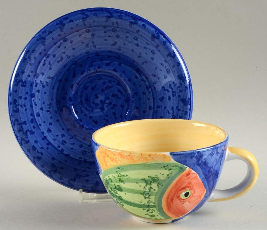 Gone Fishing Flat Cup & Saucer Set by Bella-1