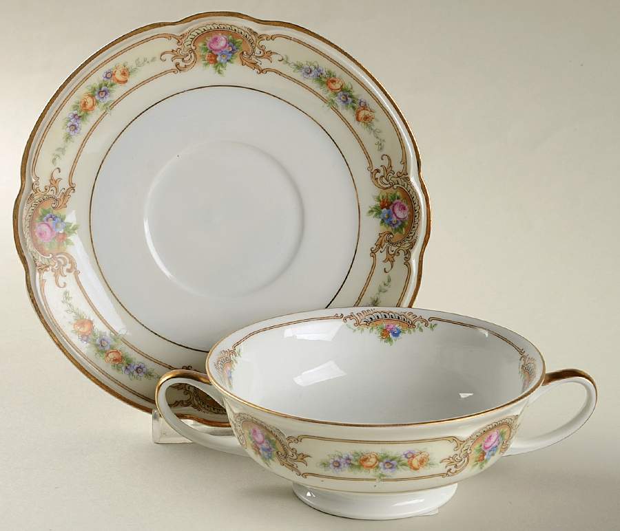 BLK94 Footed Cream Soup Bowl & Saucer Set by Black Knight-1