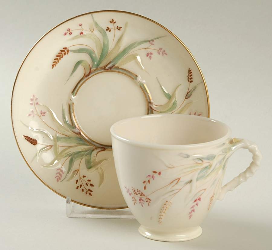 Grass Footed Cup & Saucer Set by Belleek Pottery (Ireland)-1