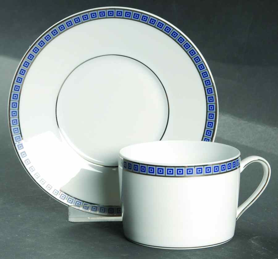 Athena Platinum Navy Flat Cup & Saucer Set by Bernardaud-1