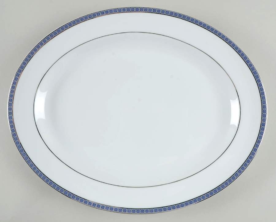 Athena Platinum Navy 13" Oval Serving Platter by Bernardaud-1