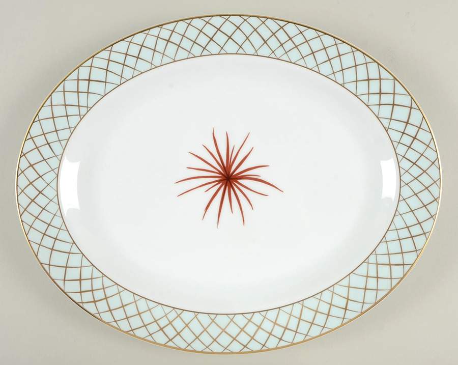 Etoile Celedon 13" Oval Serving Platter by Bernardaud-1