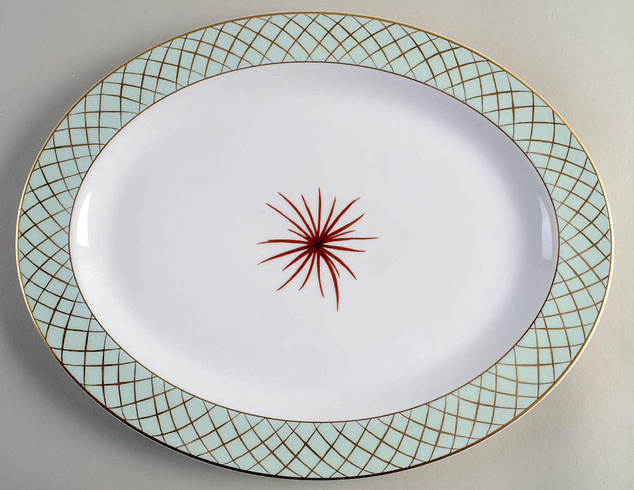 Etoile Celedon 15" Oval Serving Platter by Bernardaud-1