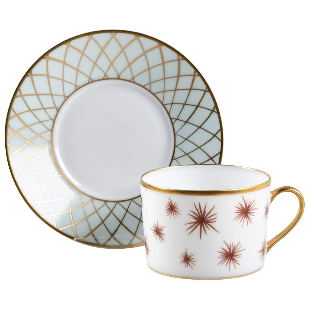 Etoile Celedon Flat Cup & Saucer Set by Bernardaud-1
