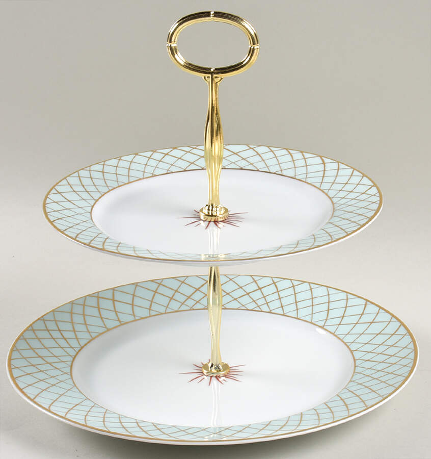 Etoile Celedon 6 5/8"-10"  2 Tiered Serving Tray (Dp, Sp) HC by Bernardaud-1