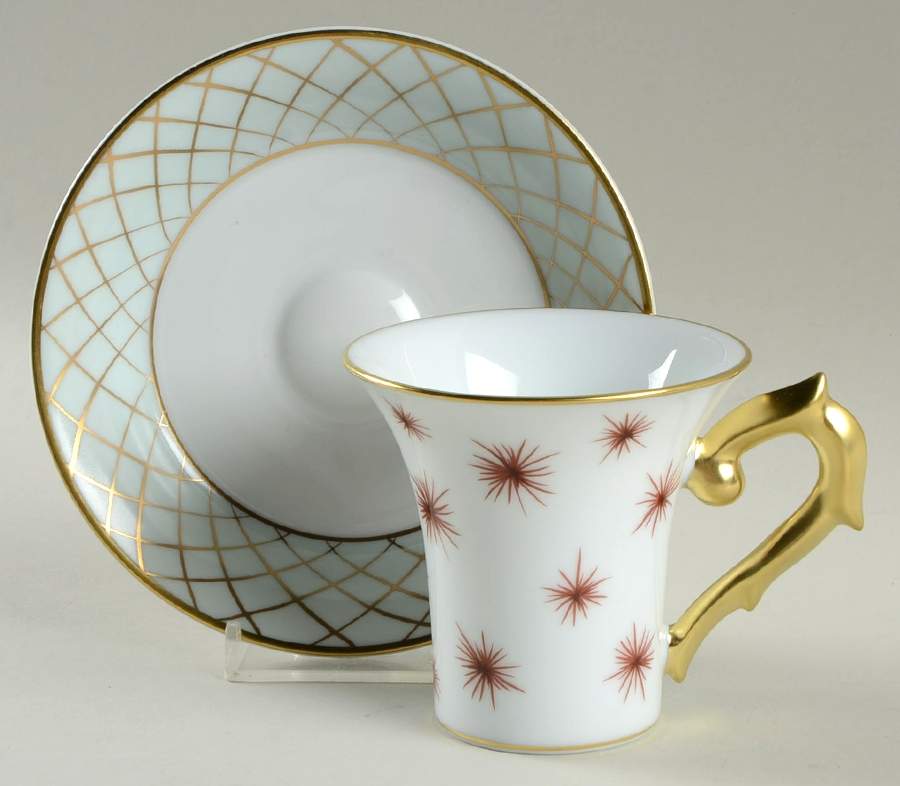 Etoile Celedon Flat Demitasse Cup & Saucer Set by Bernardaud-1