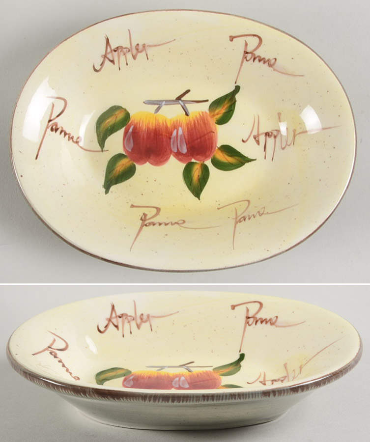 Fruit Writing Oval Fruit/Dessert Bowl by Baum Brothers-1