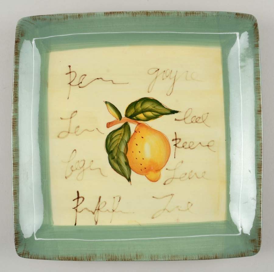 Fruit Writing Square Dinner Plate by Baum Brothers-1