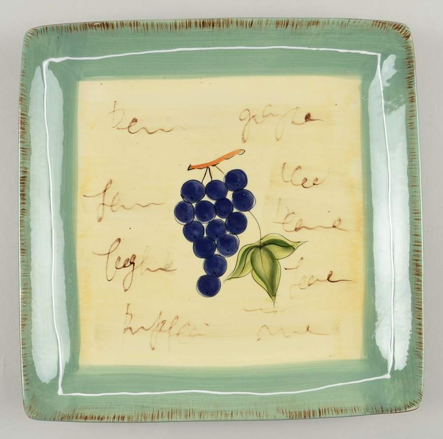 Fruit Writing Square Dinner Plate by Baum Brothers-1