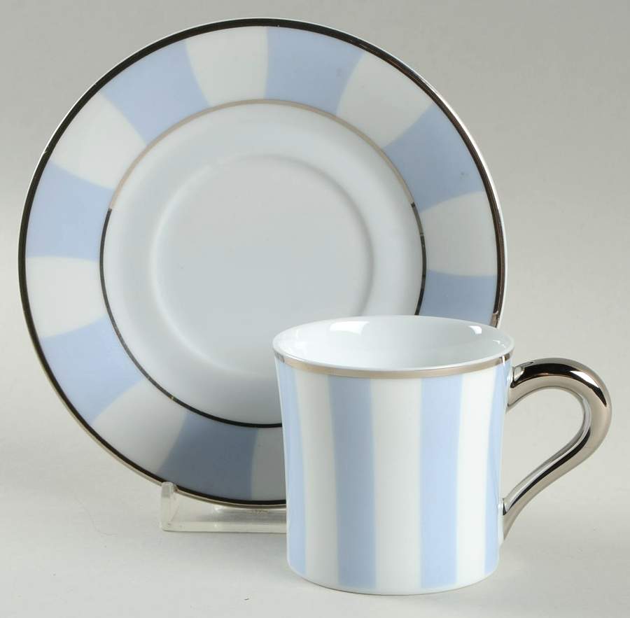 Galerie Royale Wallis Blue Flat Demitasse Cup & Saucer Set by Bernardaud-1