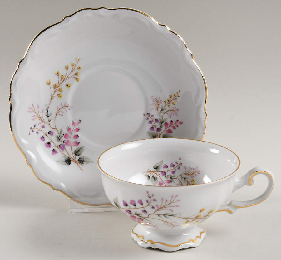Laura Footed Cup & Saucer Set by Schumann - Bavaria-1