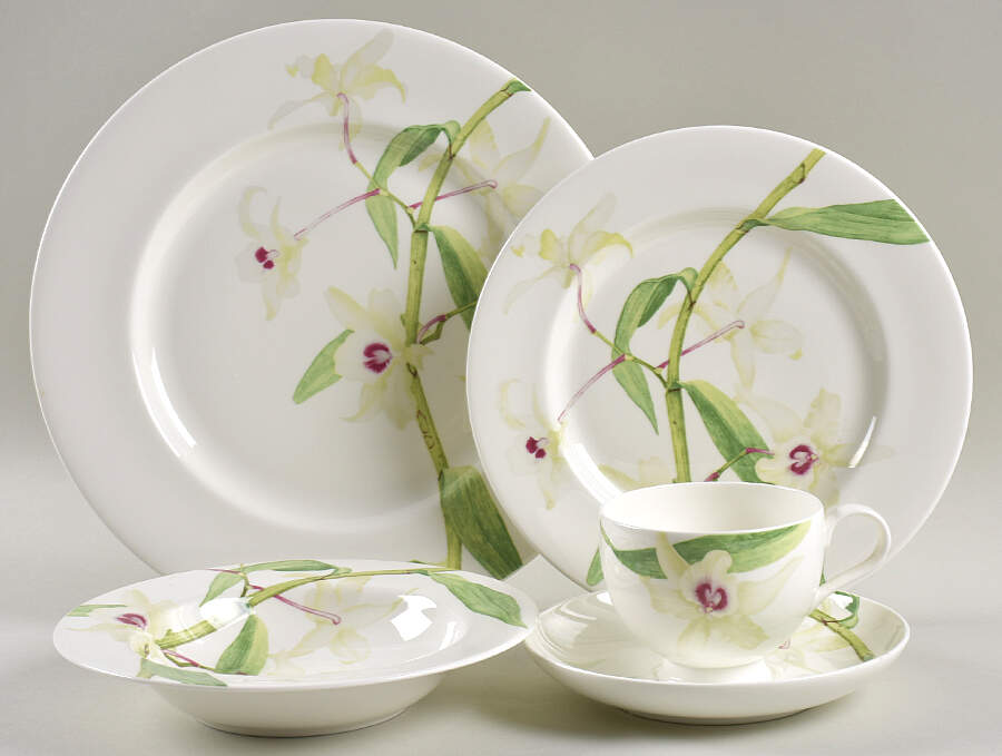 White Orchid 5 Piece Place Setting by Block-1