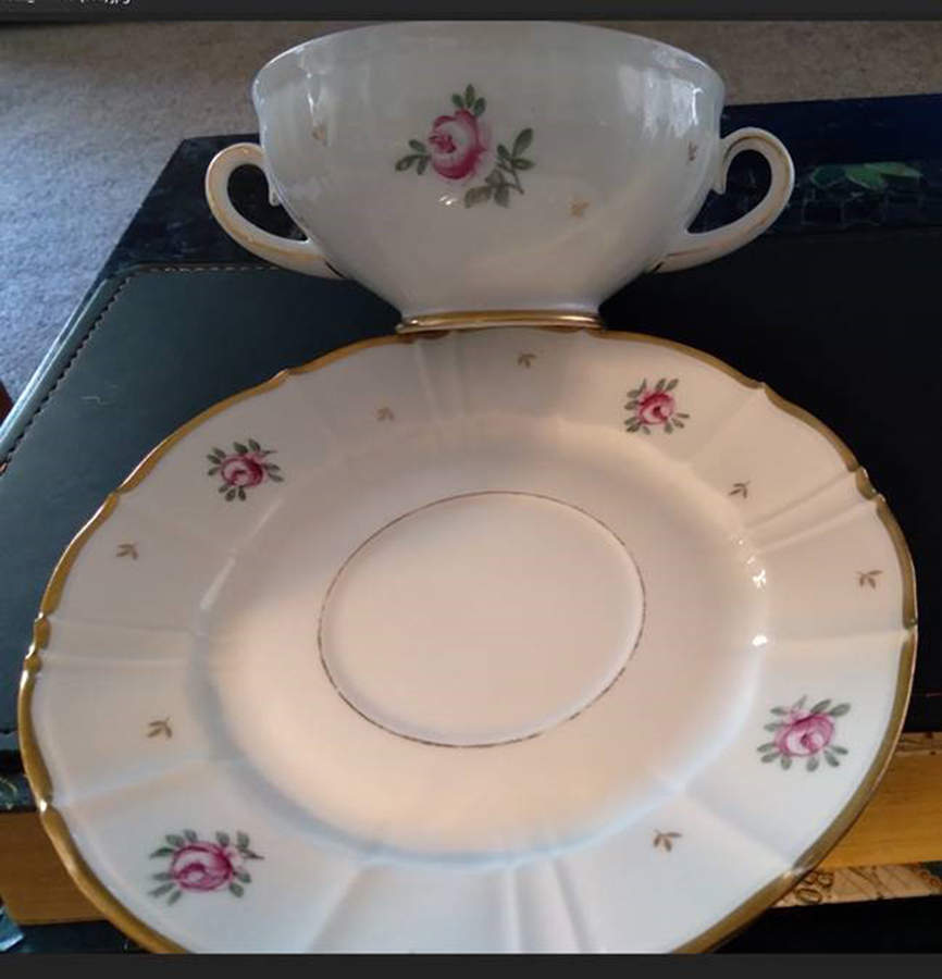 BIG38 Footed Cream Soup Bowl & Saucer Set by Bing & Grondahl-1