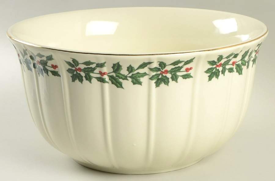Holly (Gold Trim) Punch Bowl by Baum Brothers-1