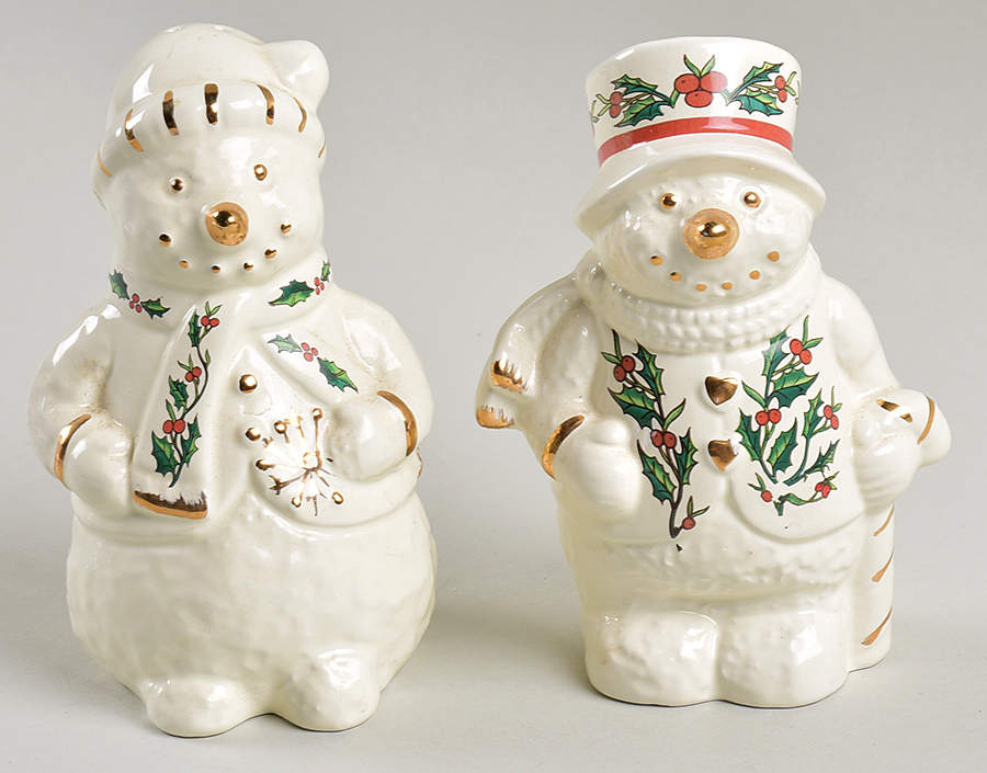Holly (Gold Trim) Figural Salt & Pepper Set by Baum Brothers-1