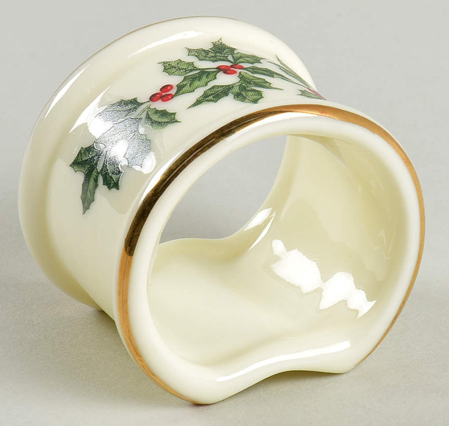 Holly (Gold Trim) Napkin Ring by Baum Brothers-1