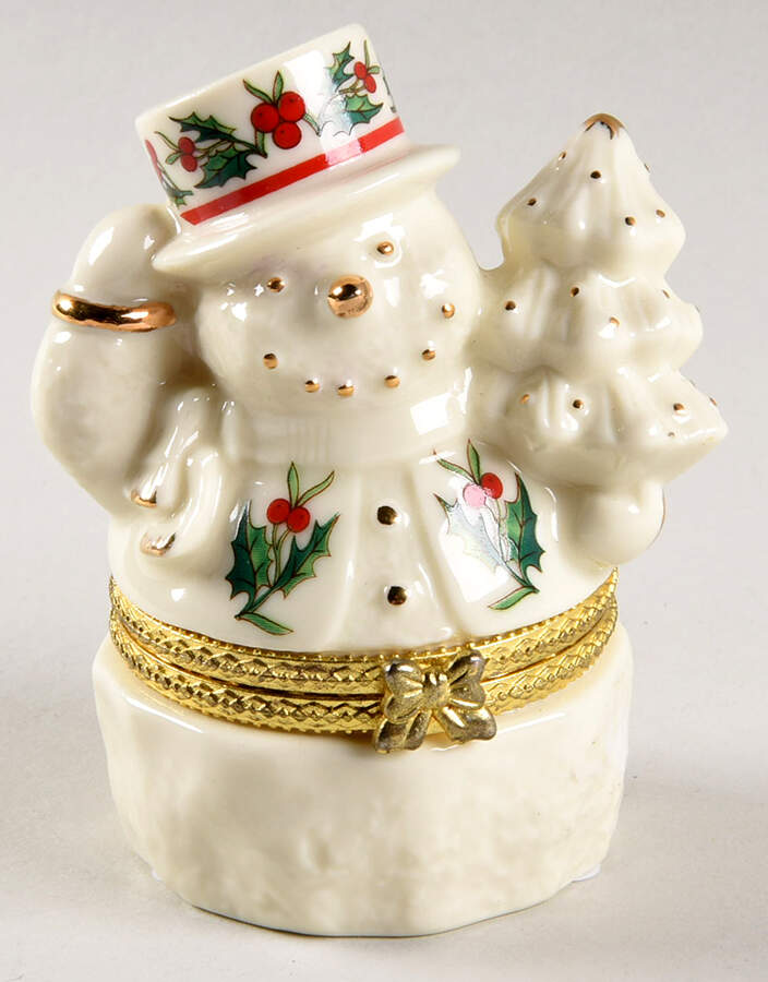 Holly (Gold Trim) Figural Covered Box with Hinged Lid by Baum Brothers-1