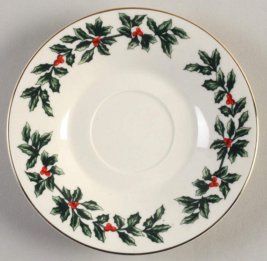 Holly (Gold Trim) Saucer by Baum Brothers-1