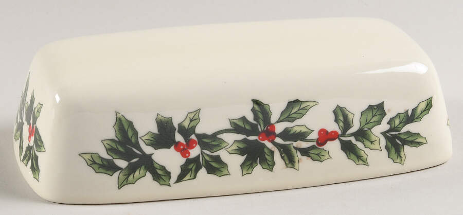 Holly (Gold Trim) Lid for 1/4 Lb Butter by Baum Brothers-1