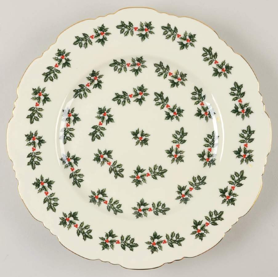 Holly (Gold Trim) Cake Plate by Baum Brothers-1