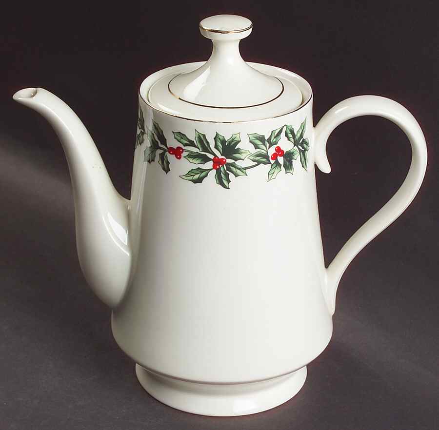 Holly (Gold Trim) Coffee Pot & Lid by Baum Brothers-1