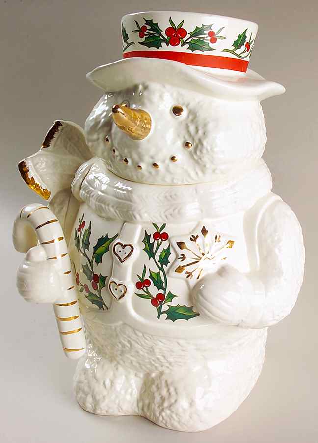 Holly (Gold Trim) Figural Cookie Jar & Lid by Baum Brothers-1