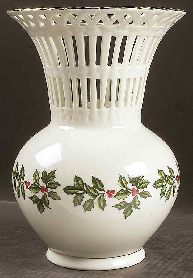 Holly (Gold Trim) 9" Vase by Baum Brothers-1