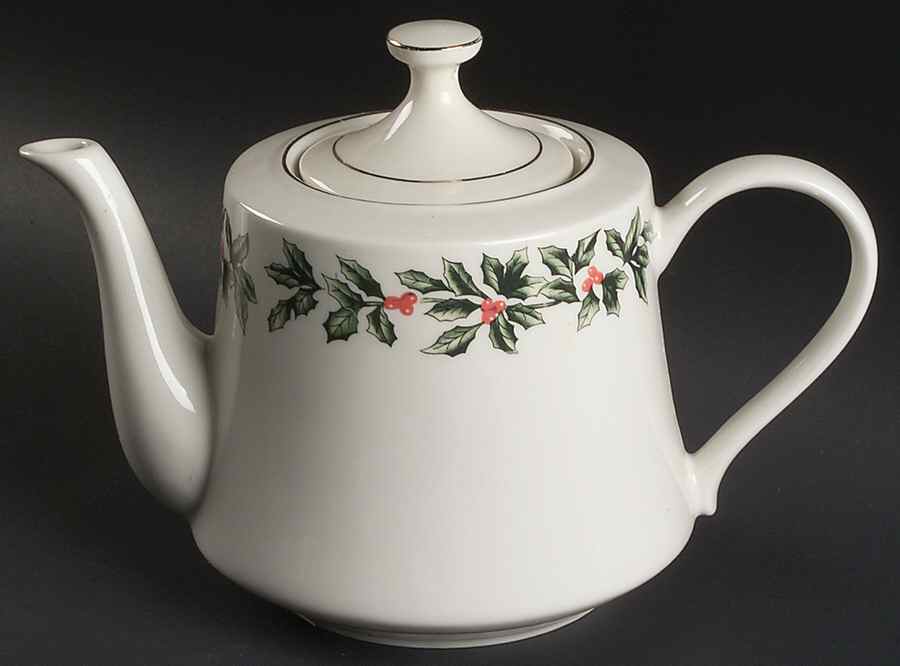 Holly (Gold Trim) Teapot & Lid by Baum Brothers-1