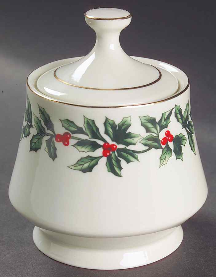 Holly (Gold Trim) Sugar Bowl & Lid by Baum Brothers-1