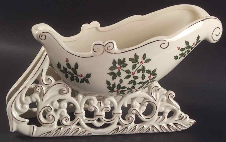 Holly (Gold Trim) Sleigh Centerpiece by Baum Brothers-1