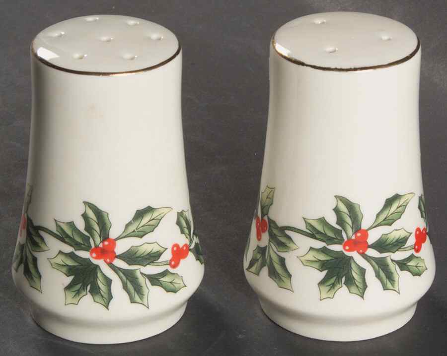 Holly (Gold Trim) Salt & Pepper Set by Baum Brothers-1