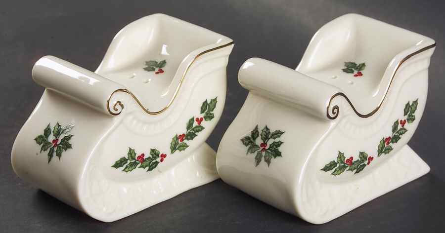 Holly (Gold Trim) Figural Salt and Pepper by Baum Brothers-1