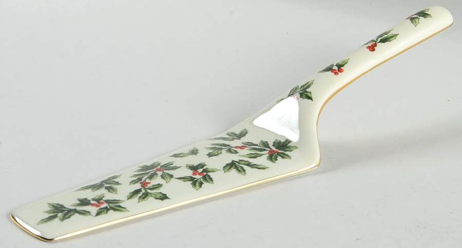 Holly (Gold Trim) Solid Ceramic Pie/Cake Server by Baum Brothers-1