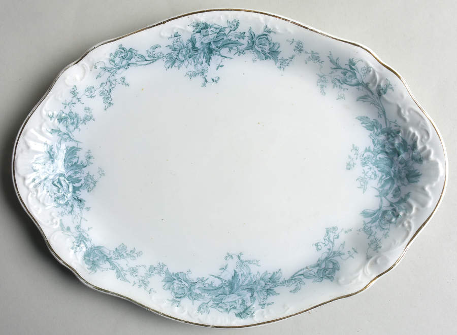 Luray Blue Green 12" Oval Serving Platter by Bishop & Stonier-1