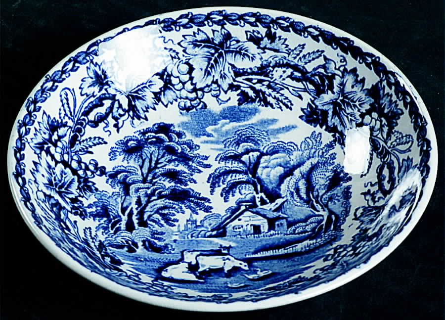 British Scenery Blue (Smooth) Fruit/Dessert (Sauce) Bowl by Booths-1