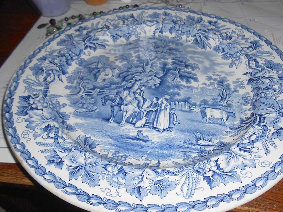 British Scenery Blue (Smooth) Chop Plate (Round Platter) by Booths-1