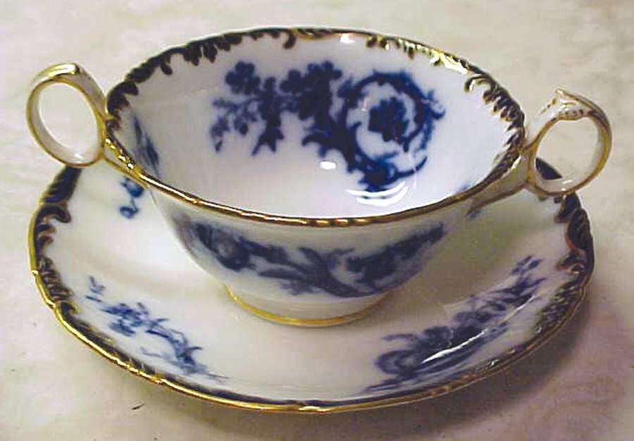 H6198 Footed Cream Soup Bowl & Saucer Set by Brown, Westhead & Moore-1