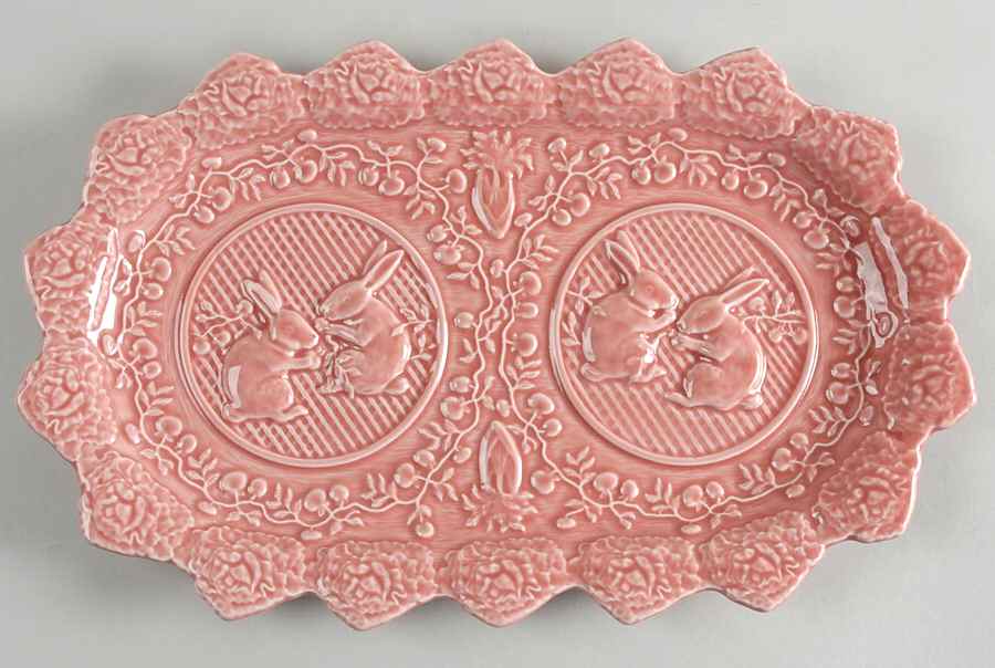 Rabbit Pink Large Sandwich Tray by Bordallo Pinheiro-1