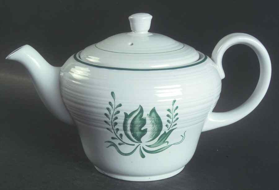 Tulip Green Teapot & Lid by Booths-1