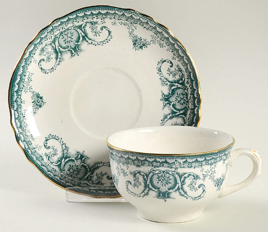 Bonrea (Scalloped) Flat Cup & Saucer Set by Buffalo Pottery-1
